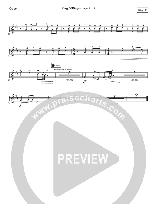 King Of Kings (Choral Anthem SATB) Oboe (Hillsong Worship / Arr. Cliff Duren / Mason Brown)