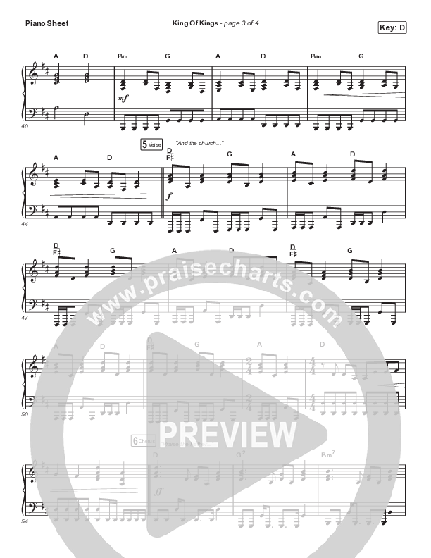 King Of Kings (Choral Anthem SATB) Piano Sheet (Hillsong Worship / Arr. Cliff Duren / Mason Brown)