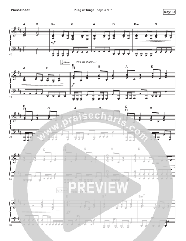 King Of Kings (Choral Anthem SATB) Piano Sheet (Hillsong Worship / Arr. Cliff Duren / Mason Brown)