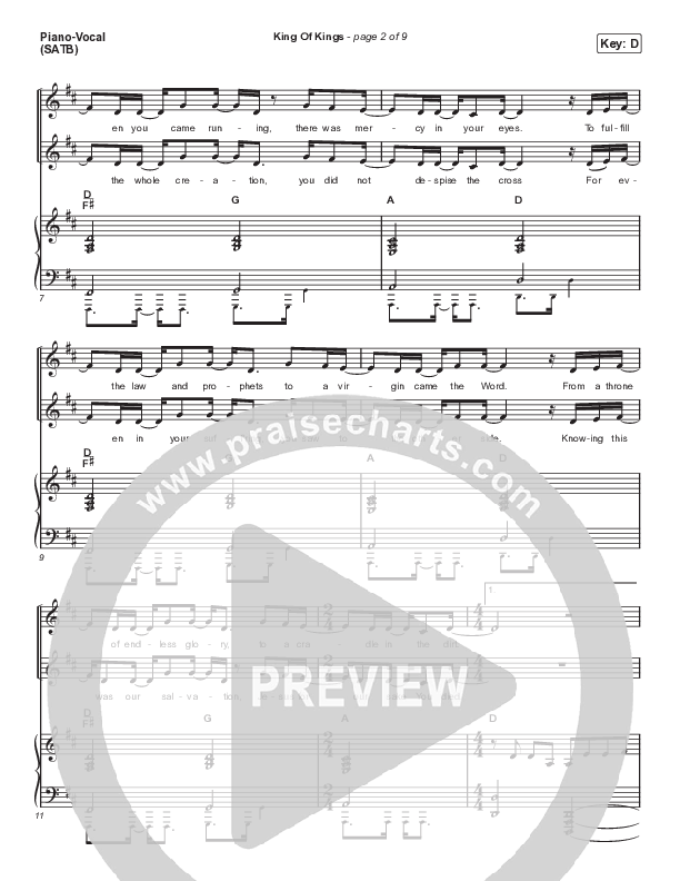 King Of Kings (Choral Anthem SATB) Piano/Vocal Pack (Hillsong Worship / Arr. Cliff Duren / Mason Brown)