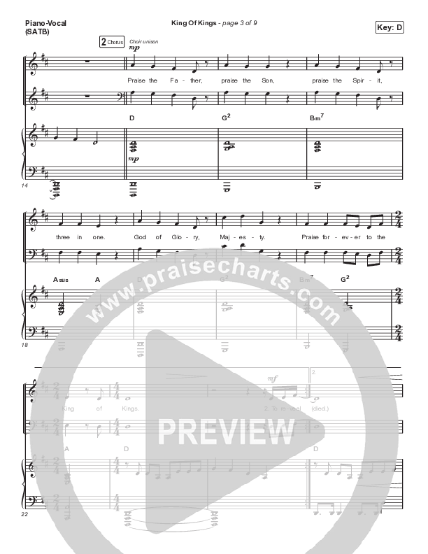 King Of Kings (Choral Anthem SATB) Piano/Vocal (SATB) (Hillsong Worship / Arr. Cliff Duren / Mason Brown)