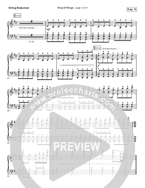 King Of Kings (Choral Anthem SATB) String Reduction (Hillsong Worship / Arr. Cliff Duren / Mason Brown)