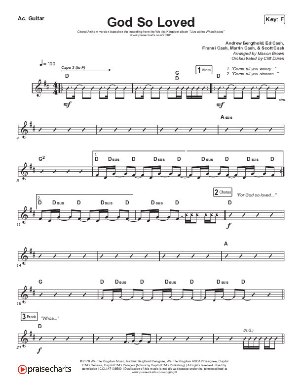 God So Loved (Choral Anthem SATB) Acoustic Guitar (We The Kingdom / Arr. Cliff Duren / Mason Brown)