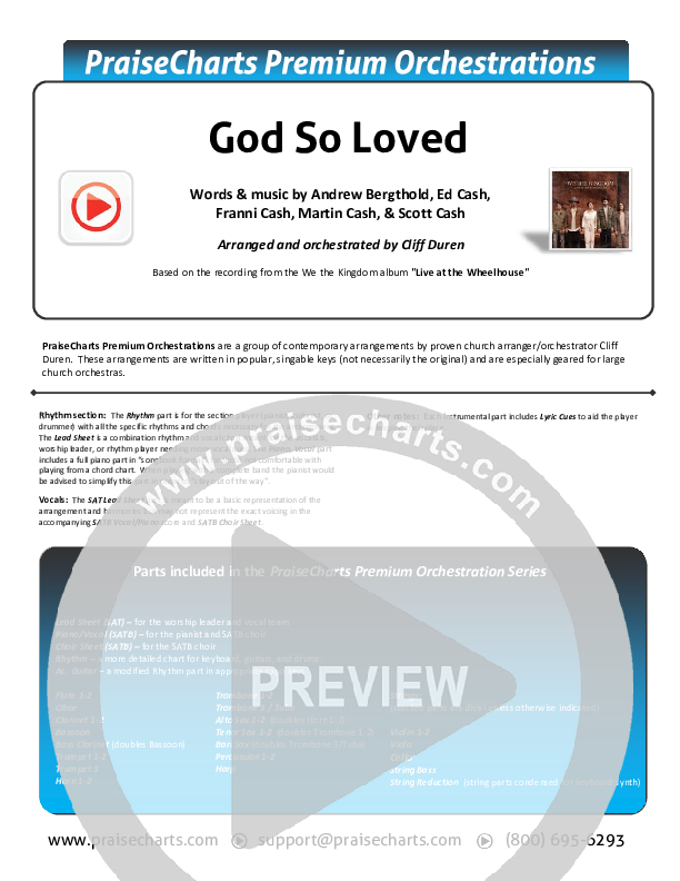 God So Loved (Choral Anthem SATB) Orchestration (with Vocals) (We The Kingdom / Arr. Cliff Duren / Mason Brown)