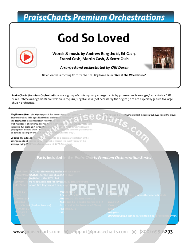 God So Loved (Choral Anthem SATB) Cover Sheet (We The Kingdom / Arr. Cliff Duren / Mason Brown)