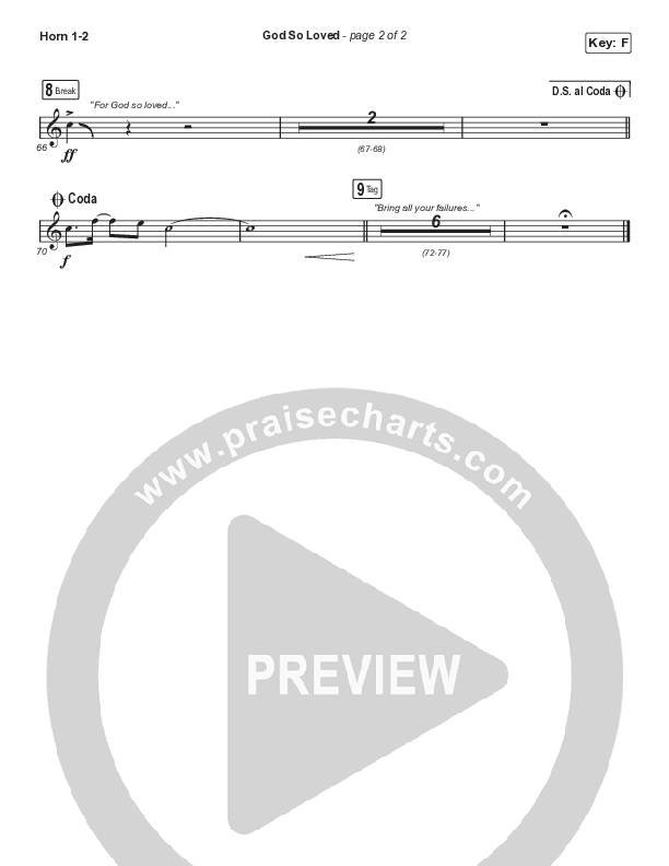 God So Loved (Choral Anthem SATB) French Horn 1/2 (We The Kingdom / Arr. Cliff Duren / Mason Brown)