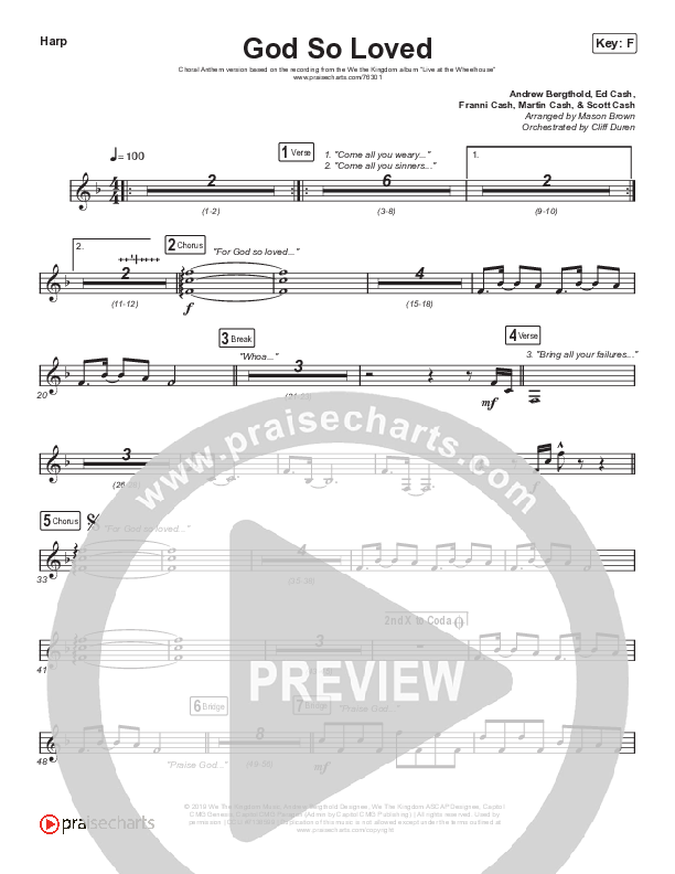 God So Loved (Choral Anthem SATB) Harp (We The Kingdom / Arr. Cliff Duren / Mason Brown)