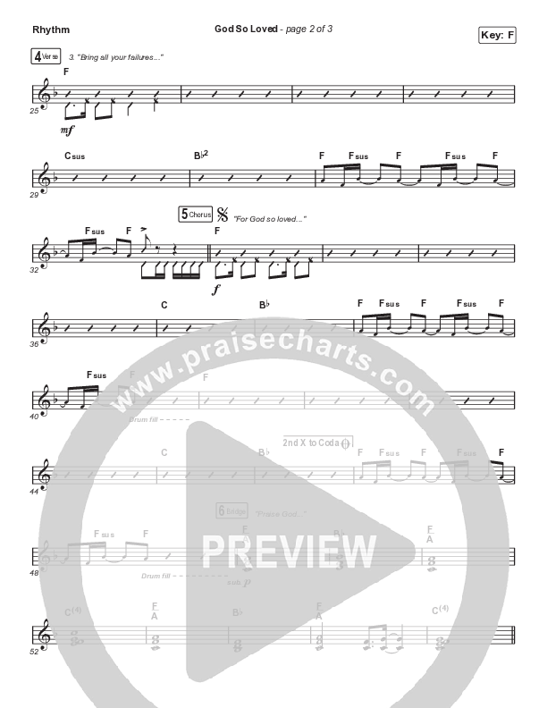 God So Loved (Choral Anthem SATB) Rhythm Chart (We The Kingdom / Arr. Cliff Duren / Mason Brown)