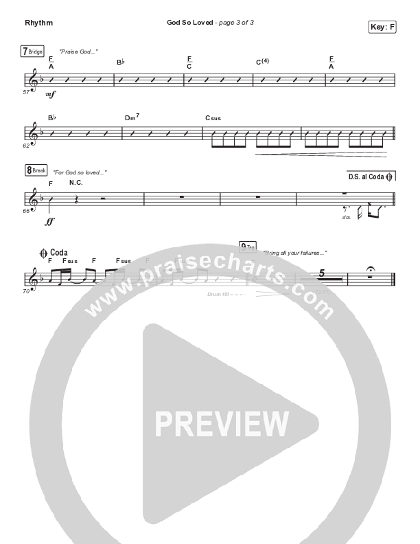 God So Loved (Choral Anthem SATB) Rhythm Chart (We The Kingdom / Arr. Cliff Duren / Mason Brown)