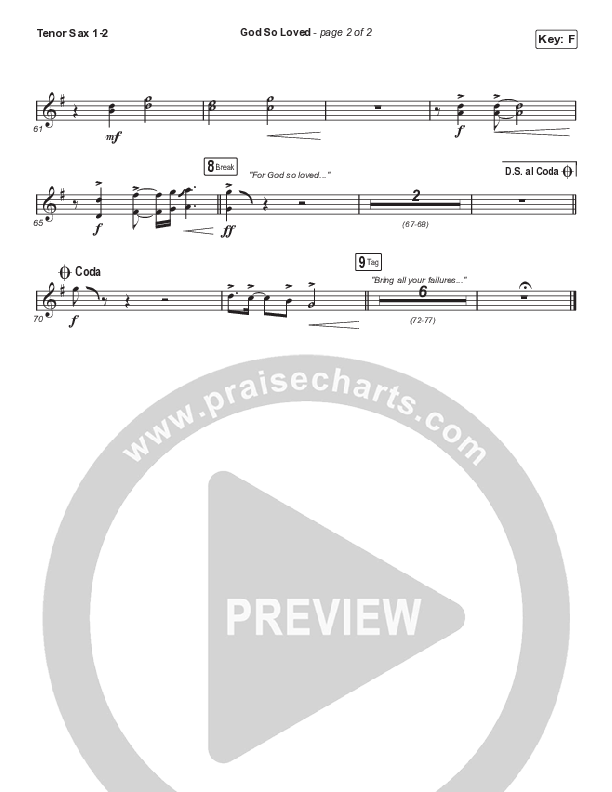 God So Loved (Choral Anthem SATB) Tenor Sax 1/2 (We The Kingdom / Arr. Cliff Duren / Mason Brown)