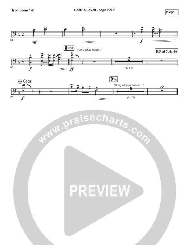 God So Loved (Choral Anthem SATB) Trombone 1/2 (We The Kingdom / Arr. Cliff Duren / Mason Brown)