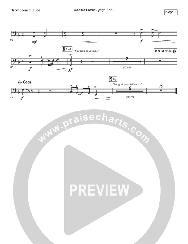 God So Loved (Choral Anthem SATB) Trombone 3/Tuba (We The Kingdom / Arr. Cliff Duren / Mason Brown)