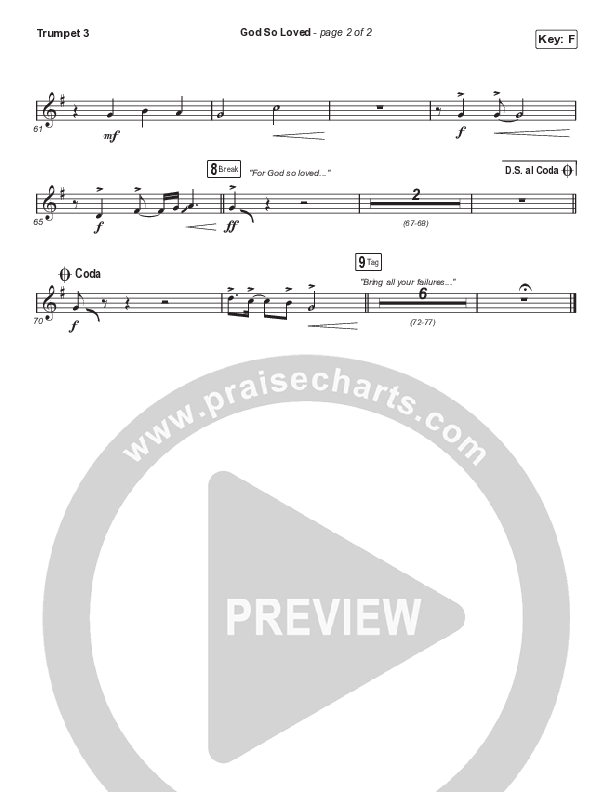 God So Loved (Choral Anthem SATB) Trumpet 3 (We The Kingdom / Arr. Cliff Duren / Mason Brown)