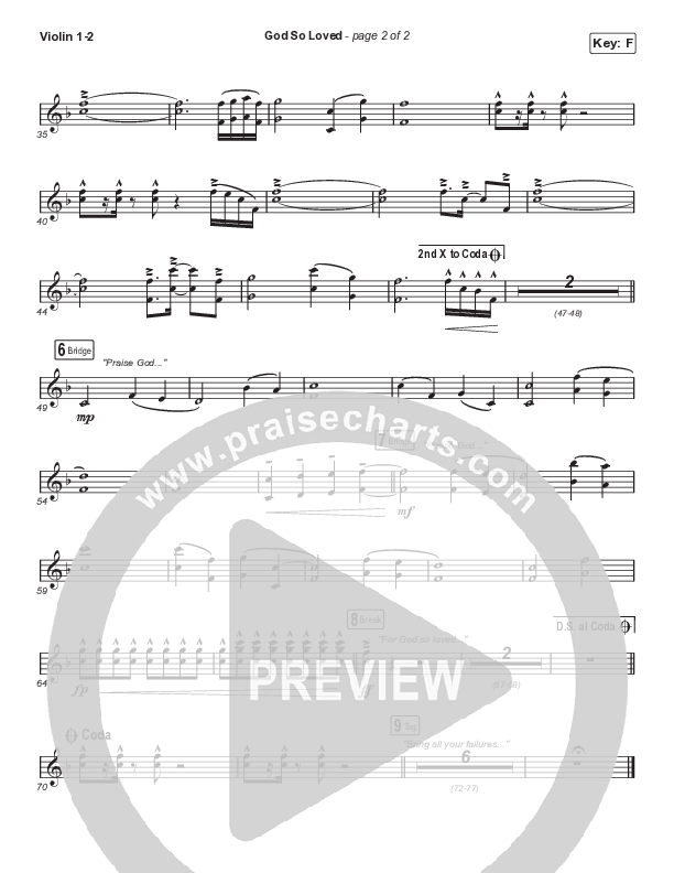 God So Loved (Choral Anthem SATB) Violin 1/2 (We The Kingdom / Arr. Cliff Duren / Mason Brown)