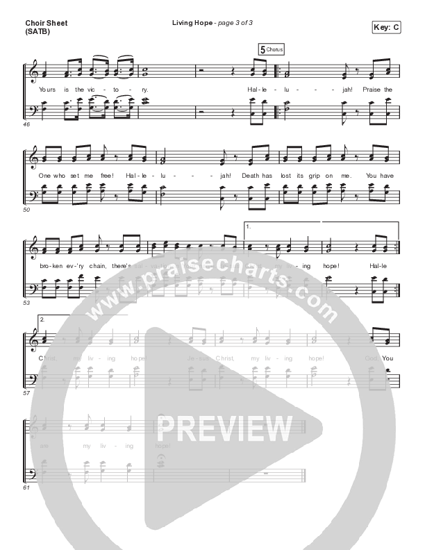 Living Hope (Choral Anthem SATB) Choir Sheet (SATB) (Phil Wickham / Arr. Cliff Duren / Mason Brown)