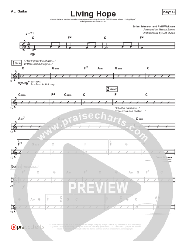 Living Hope (Choral Anthem SATB) Rhythm Chart (Phil Wickham / Arr. Cliff Duren / Mason Brown)