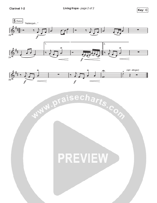 Living Hope (Choral Anthem SATB) Clarinet 1/2 (Phil Wickham / Arr. Cliff Duren / Mason Brown)