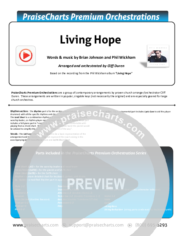 Living Hope (Choral Anthem SATB) Orchestration (with Vocals) (Phil Wickham / Arr. Cliff Duren / Mason Brown)
