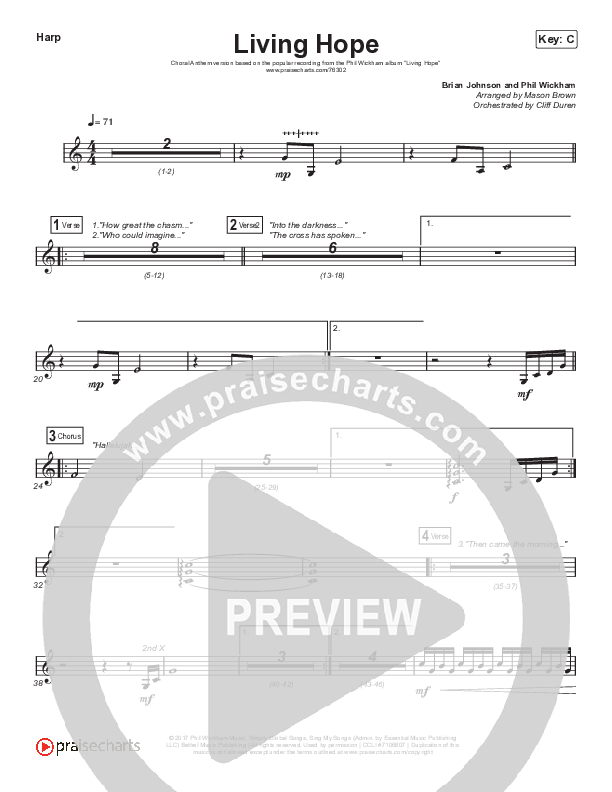 Living Hope (Choral Anthem SATB) Harp (Phil Wickham / Arr. Cliff Duren / Mason Brown)