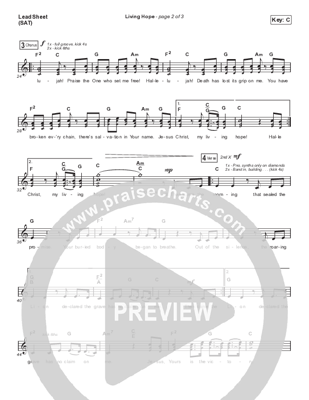 Living Hope (Choral Anthem SATB) Lead Sheet (SAT) (Phil Wickham / Arr. Cliff Duren / Mason Brown)