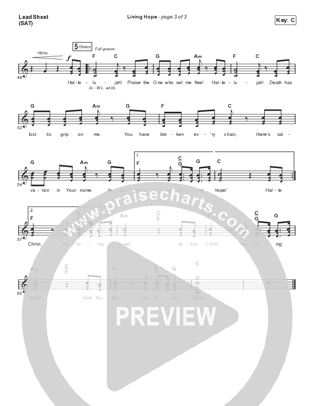 Living Hope (Choral Anthem SATB) Lead Sheet (SAT) (Phil Wickham / Arr. Cliff Duren / Mason Brown)