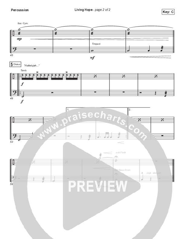 Living Hope (Choral Anthem SATB) Percussion (Phil Wickham / Arr. Cliff Duren / Mason Brown)