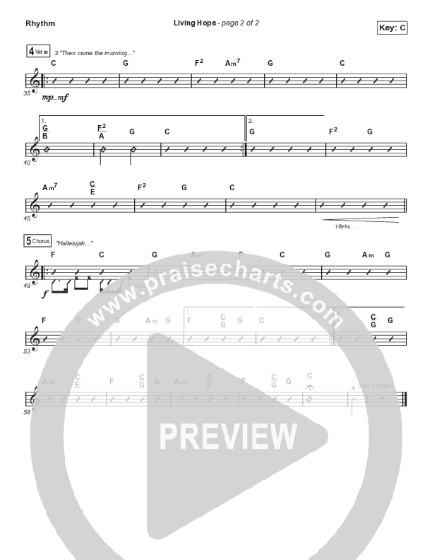 Living Hope (Choral Anthem SATB) Rhythm Chart (Phil Wickham / Arr. Cliff Duren / Mason Brown)