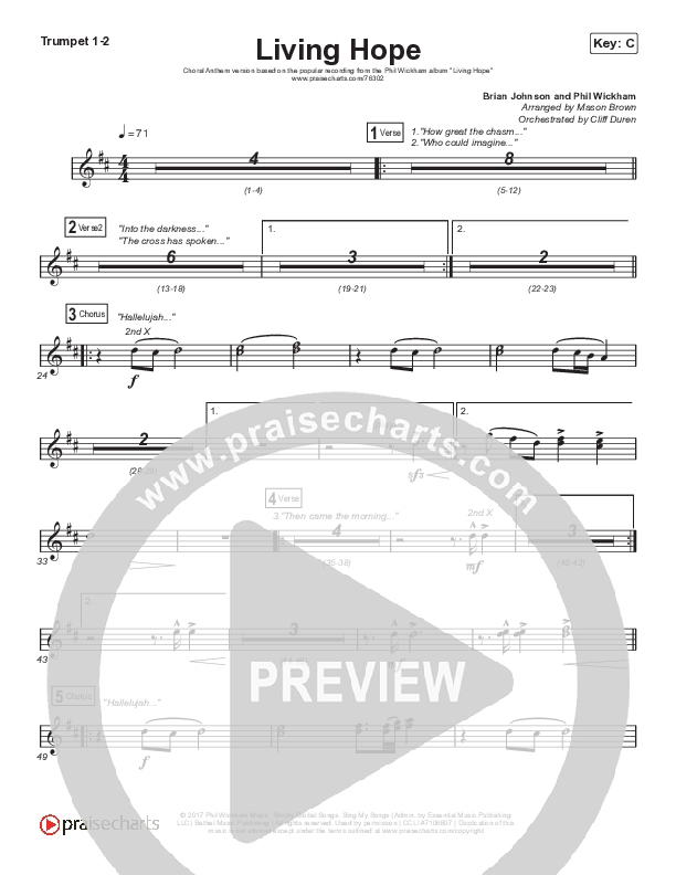 Living Hope (Choral Anthem SATB) Brass Pack (Phil Wickham / Arr. Cliff Duren / Mason Brown)