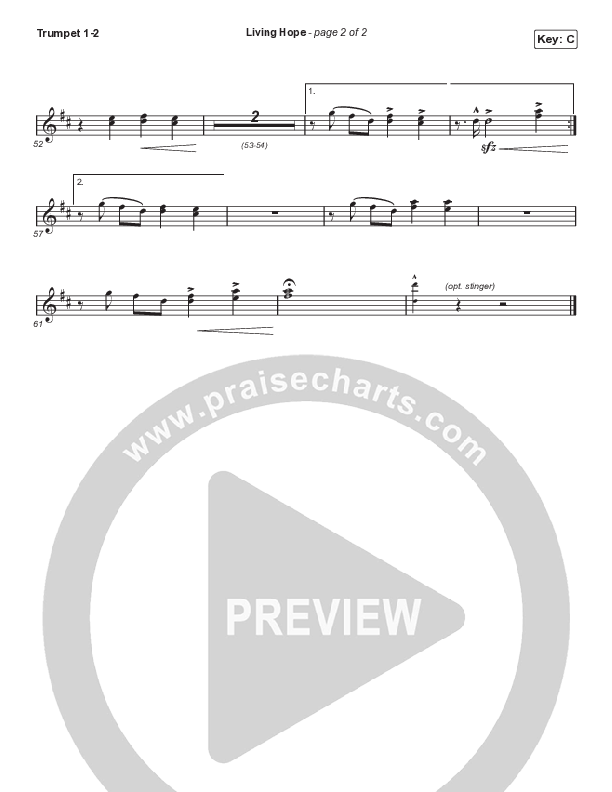 Living Hope (Choral Anthem SATB) Trumpet 1,2 (Phil Wickham / Arr. Cliff Duren / Mason Brown)