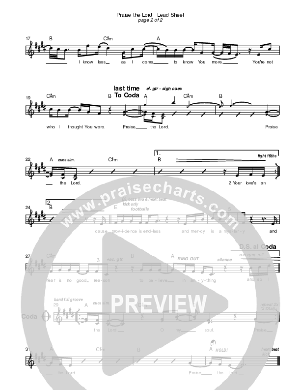 Praise The Lord Lead Sheet Melody (Crowder)