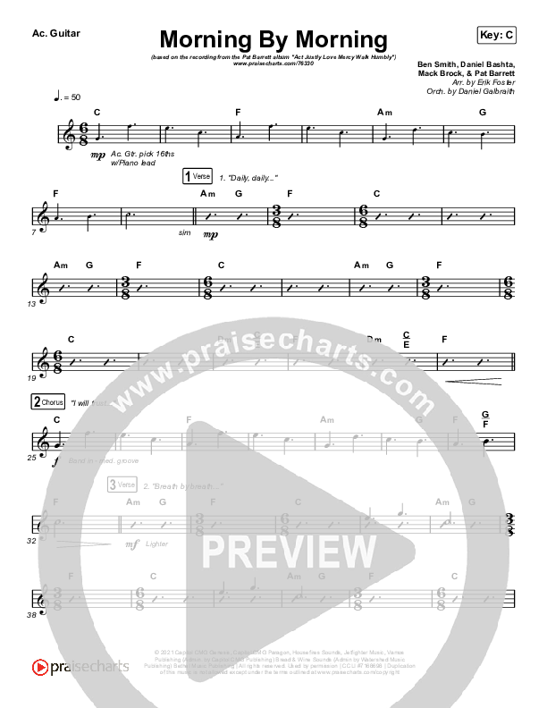 Morning By Morning Acoustic Guitar (Pat Barrett)