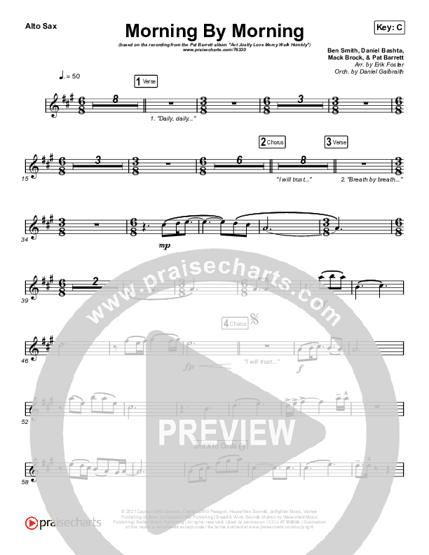 Morning By Morning Sax Pack (Pat Barrett)