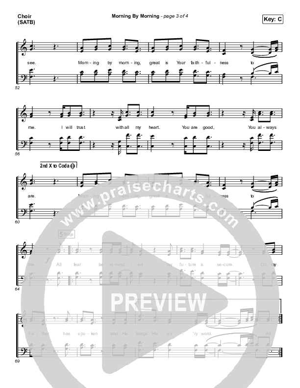 Morning By Morning Choir Sheet (SATB) (Pat Barrett)