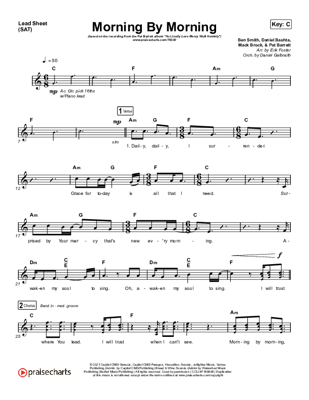 Morning By Morning Lead Sheet (SAT) (Pat Barrett)