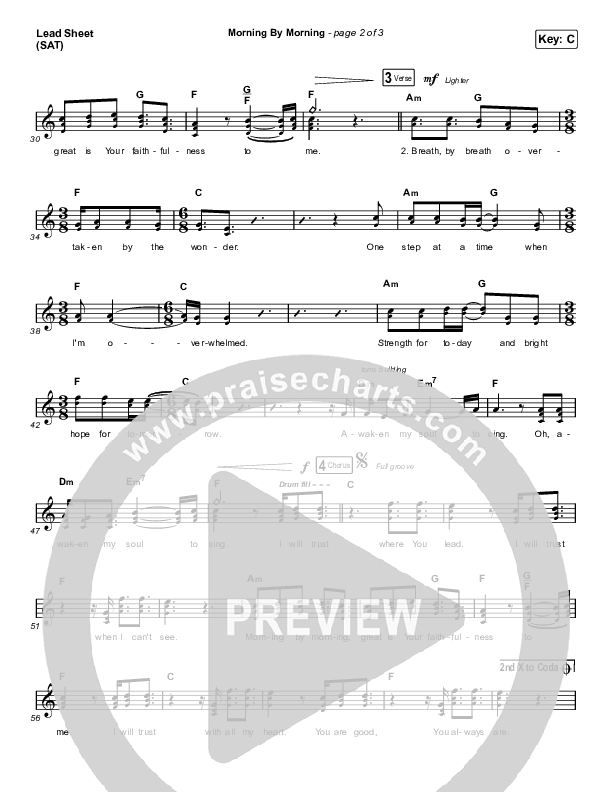 Morning By Morning Lead Sheet (SAT) (Pat Barrett)