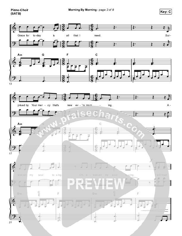 Morning By Morning Piano/Vocal (SATB) (Pat Barrett)