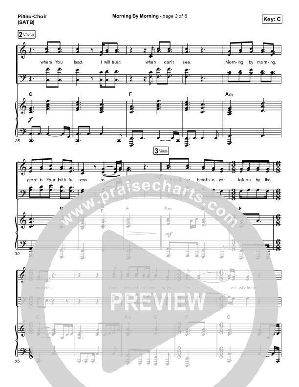 Morning By Morning Piano/Vocal (SATB) (Pat Barrett)