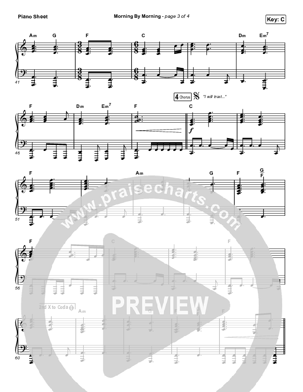 Morning By Morning Piano Sheet (Pat Barrett)