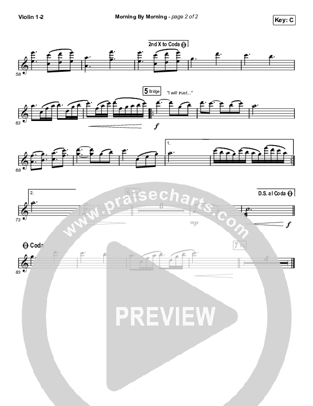 Morning By Morning Violin 1/2 (Pat Barrett)