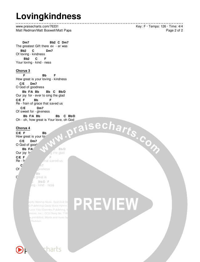 Lovingkindness Chords & Lyrics (Keith & Kristyn Getty / Matt Redman / Matt Boswell / Matt Papa)