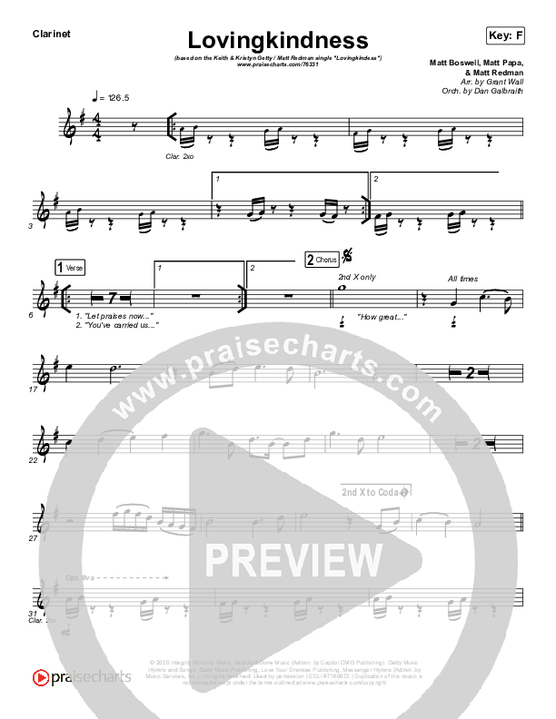 Lovingkindness Clarinet (Keith & Kristyn Getty / Matt Redman / Matt Boswell / Matt Papa)