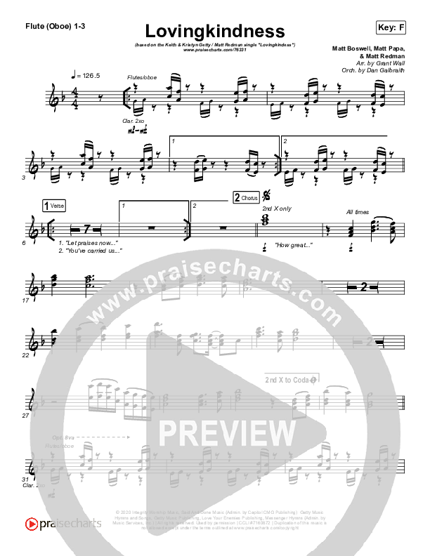 Lovingkindness Flute/Oboe 1/2/3 (Keith & Kristyn Getty / Matt Redman / Matt Boswell / Matt Papa)