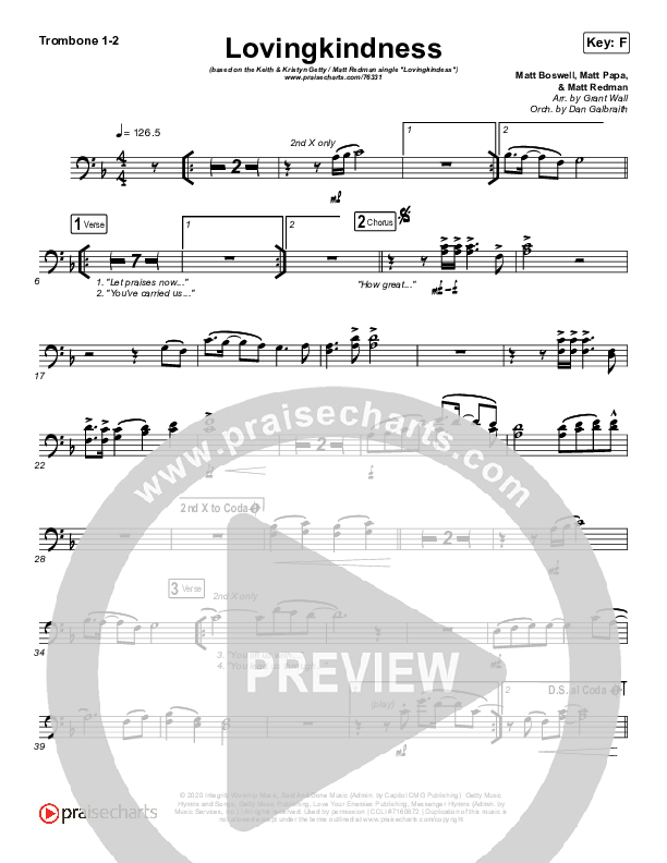 Lovingkindness Trombone 1/2 (Keith & Kristyn Getty / Matt Redman / Matt Boswell / Matt Papa)