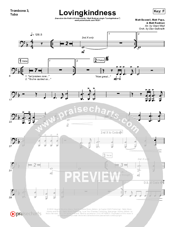 Lovingkindness Trombone 3/Tuba (Keith & Kristyn Getty / Matt Redman / Matt Boswell / Matt Papa)