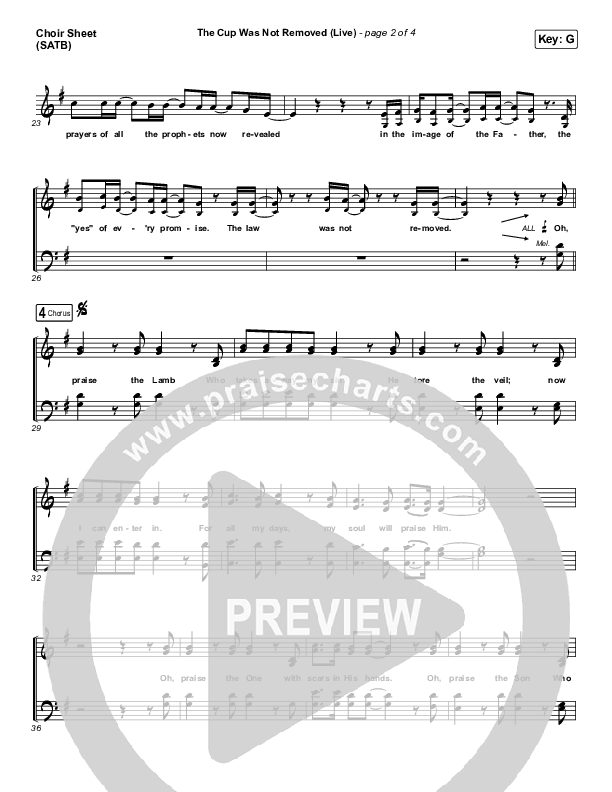 The Cup Was Not Removed (Live) Choir Sheet (SATB) (Justin Tweito / WorshipTogether)