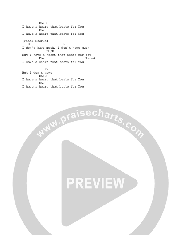 I Don't Have Much (Live) Chord Chart (REVERE / Corey Voss / Sarah Kroger)