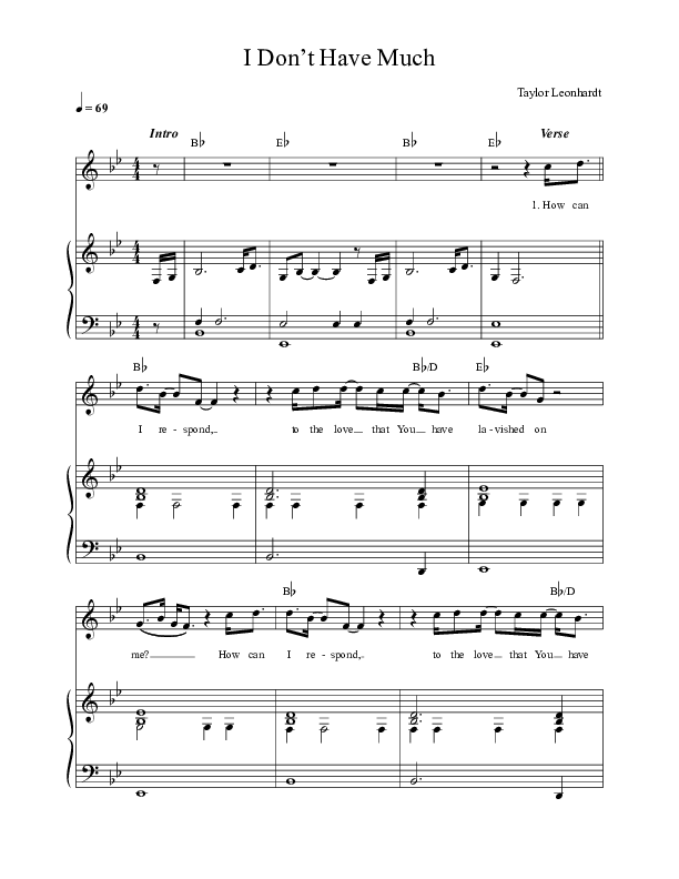 I Don't Have Much (Live) Lead & Piano (REVERE / Corey Voss / Sarah Kroger)