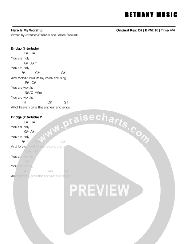 Here Is My Worship Chord Chart (Jonathan Stockstill)