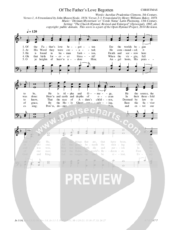 Of The Father's Love Begotten Hymn Sheet (SATB) (Traditional Hymn)