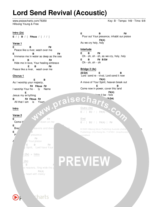 Lord Send Revival (Acoustic) Chords & Lyrics (Hillsong Young & Free)